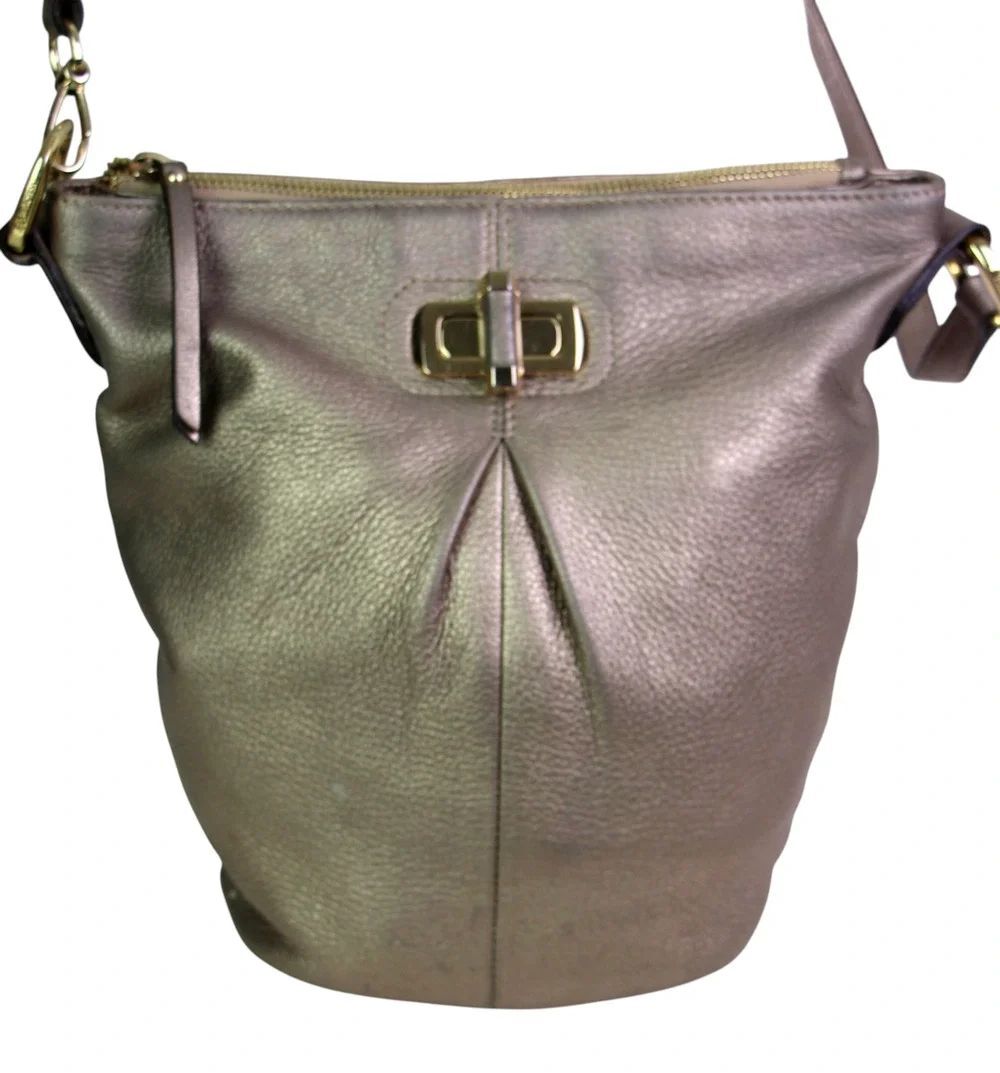B. Makowsky GOLDEN BEIGE GENUINE LEATHER X-BODY SHOULDER BAG HANDBAG BOHO PURSE